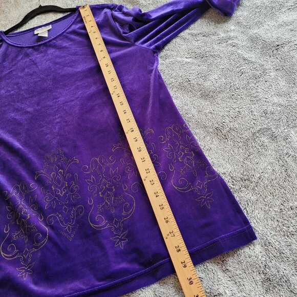 DIane Von Furstenberg Women Top Pants Medium Purple Velvet Paisley Comfort 17340 - Picture 9 of 15